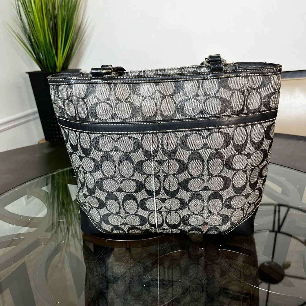 Coach Chelsea Heritage Stripe Tote Bag Purse 14477 Black - Picture 4 of 8